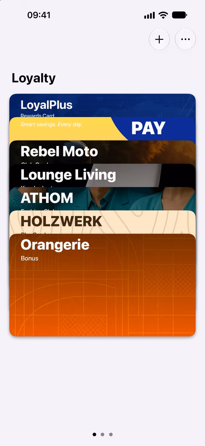 WalletCard: the stack of loyalty cards