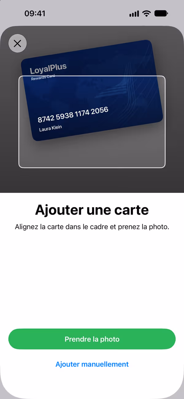 Scanner : l'appareil photo reconnaît une carte
