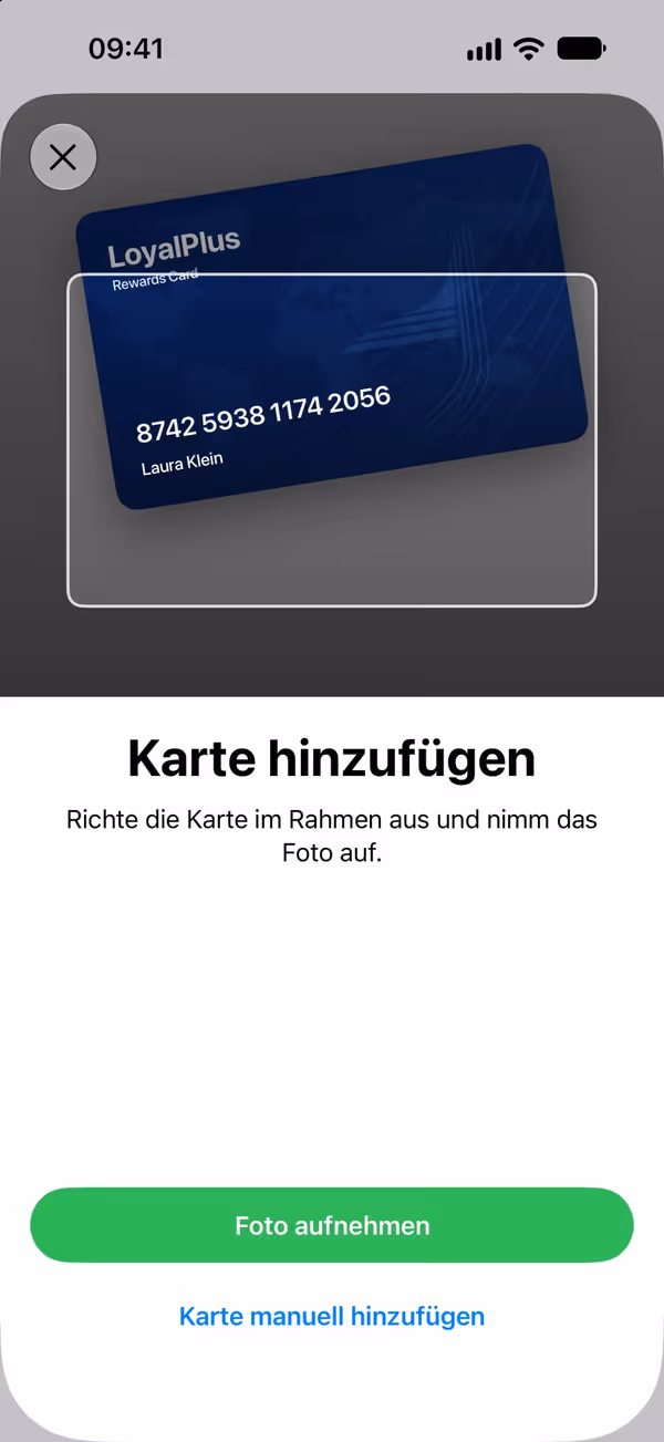 Scanner: Die Kamera erkennt eine Karte