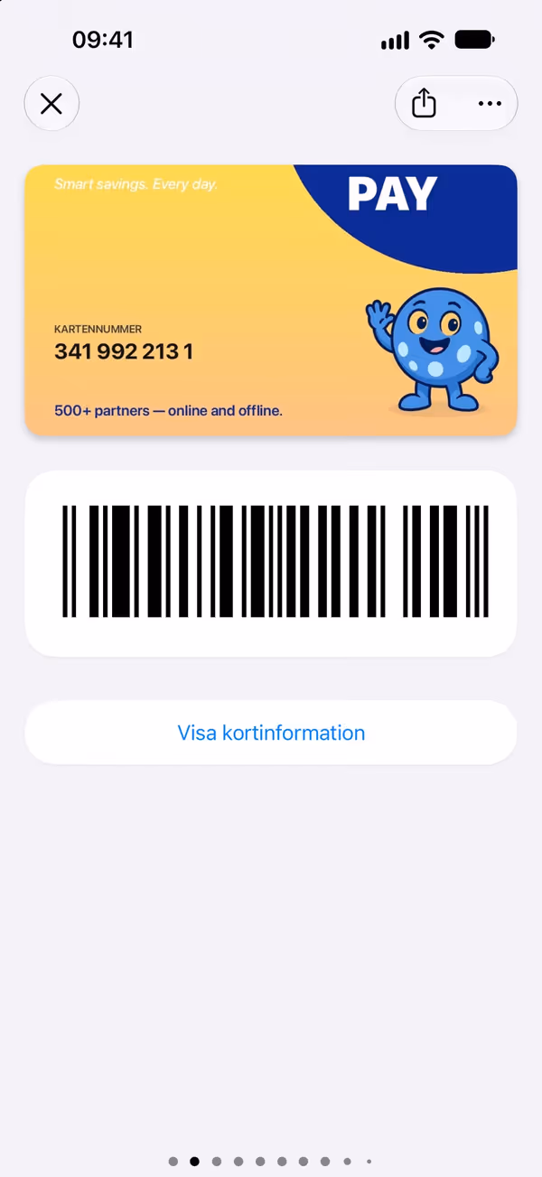 Kort med stor streckkod