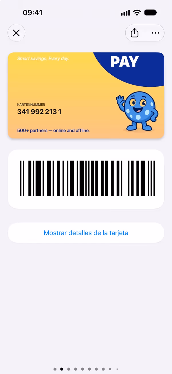 Tarjeta con un código de barras grande