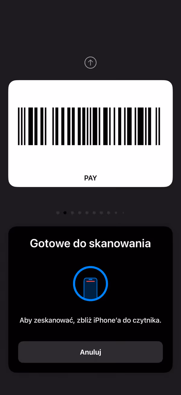 Tryb kasy: kod kreskowy na całym ekranie
