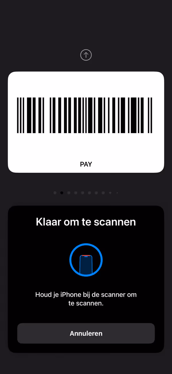 Kassamodus: barcode schermvullend