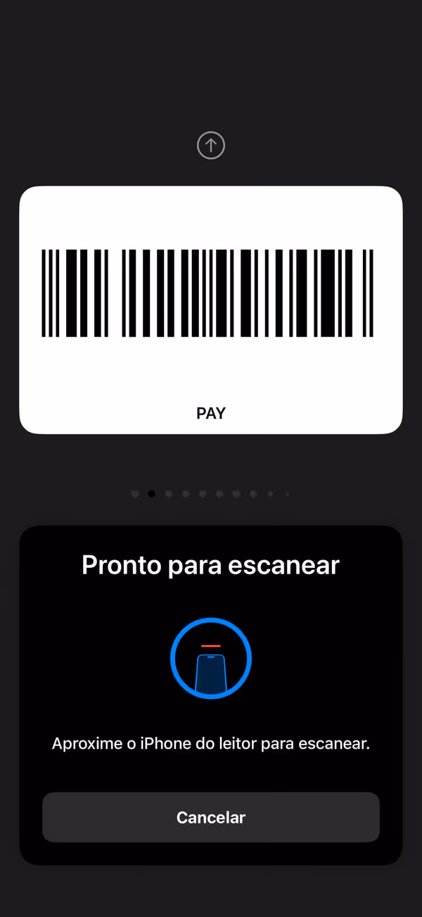 Modo caixa: código de barras em tela cheia