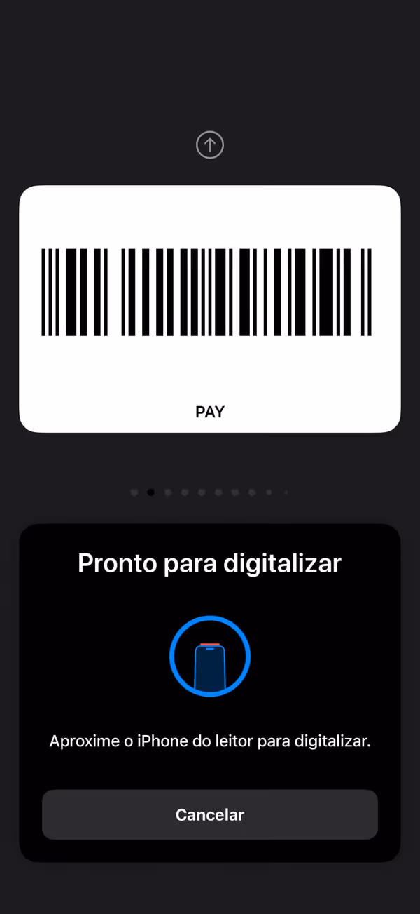 Modo caixa: código de barras em ecrã inteiro