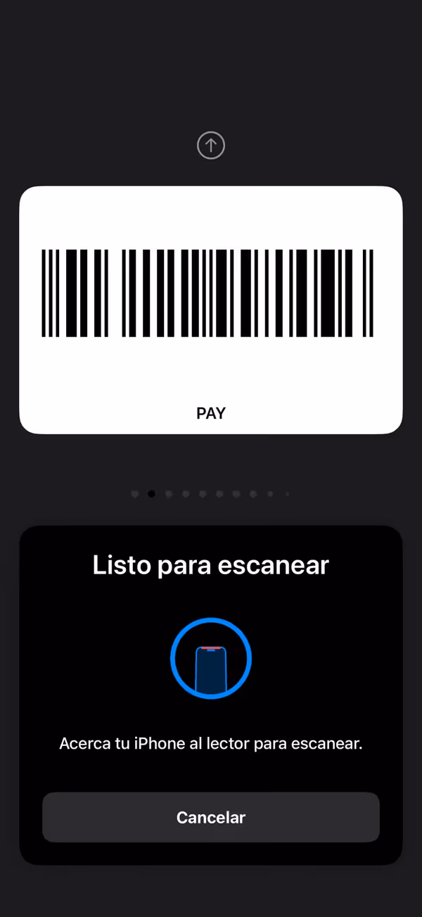 Modo caja: código de barras a pantalla completa